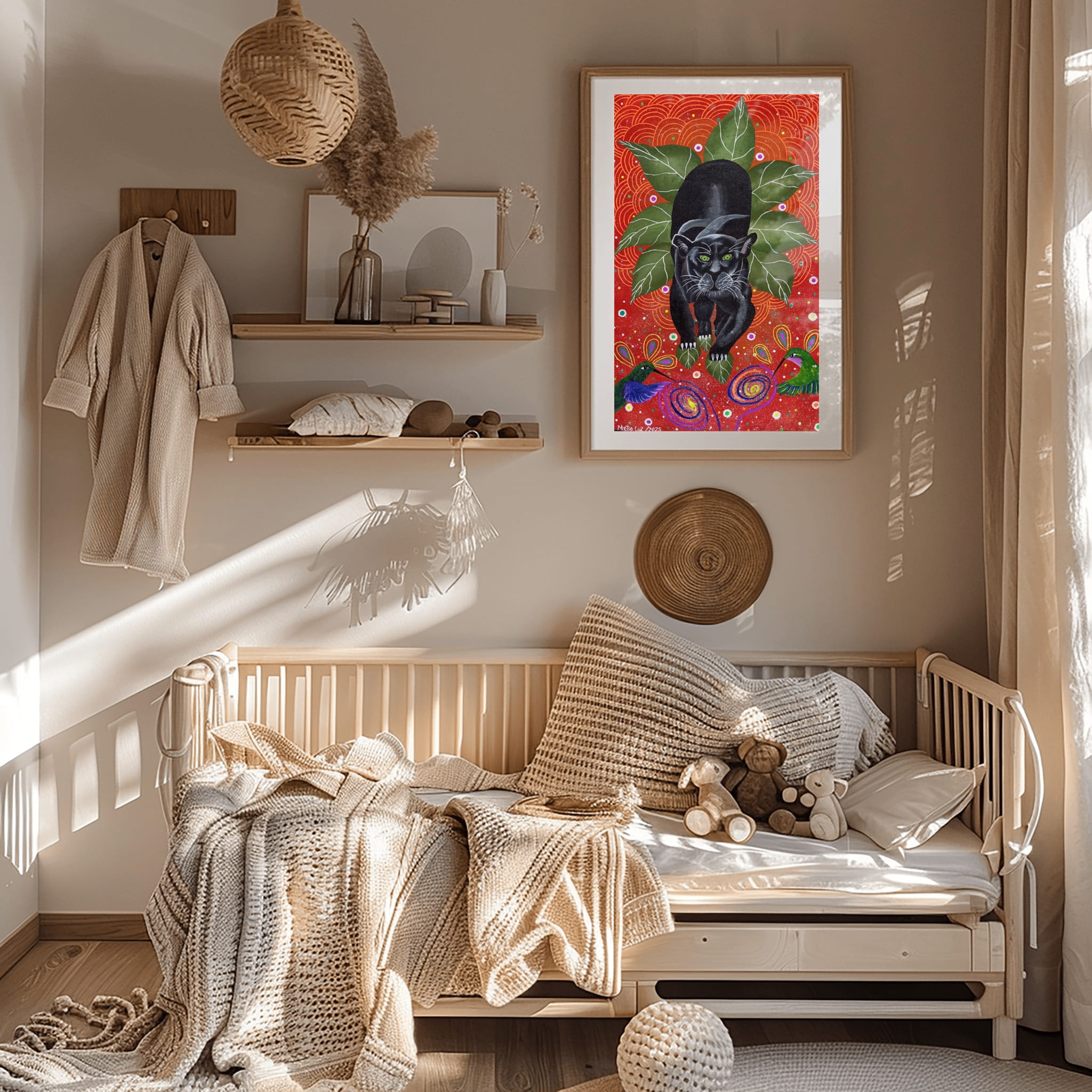 Espiritu Pantera - original amazonic painting in contemporary home interior